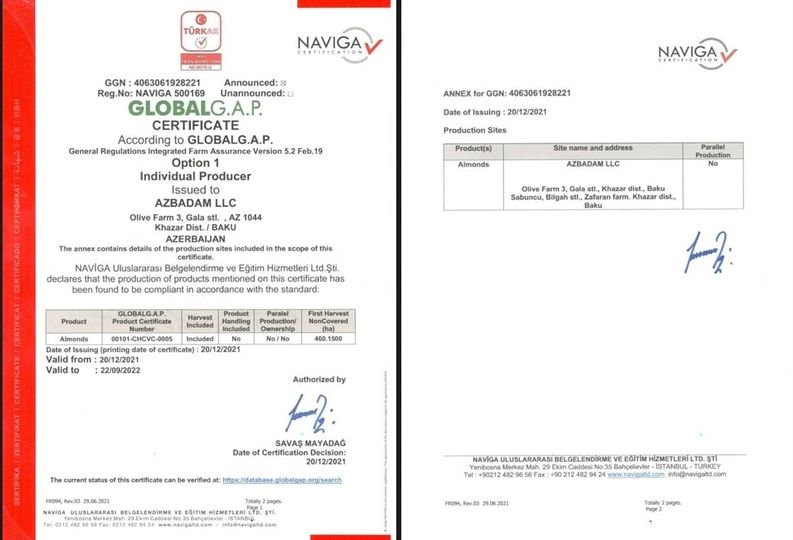 Сертификат «Global G.A.P.»
